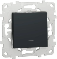 Выключатель 1-клавишный кнопочный с подсветкой схема 1а 10A Unica NEW Schneider Electric антрацит NU520654N