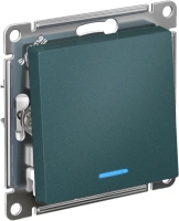 Выключатель 1-клавишный Systeme Electric AtlasDesign с подсветкой, сх.6а, 10АХ, мех., быстрозажим. клем., ИЗУМРУД ATN000863S