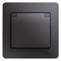 Розетка Systeme Electric Glossa с заземлением со шторками с крышкой, 16А, IP20, в сборе, ГРАФИТ GSL001346