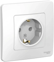 Розетка скрытой установки с заземляющим контактом без шторок 16A 250В Systeme Electric Blanca BLNRS001011, БЕЛЫЙ