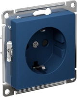 Розетка Systeme Electric AtlasDesign с заземлением со шторками, 16А, механизм, быстрозажим. клем., АКВАМАРИН ATN001145S