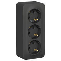 Розетка тройная с заземляющим контактом без шторок с изолирующей пластиной 16A 250В Systeme Electric Blanca BLNRA010316, Антрацит