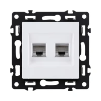 Розетка двойная Ethernet RJ45 Cat.6, белый бархат Brionilux серия G (GP018WH)