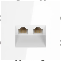 Розетка компьютерная двойная RJ45+RJ45 кат.6 Voltum S70 белый глянцевый пластик (VLS060201)