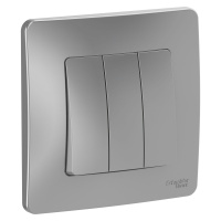 Трехклавишный выключатель скрытой установки 10А 250В Systeme Electric Blanca BLNVS100503, Алюминий