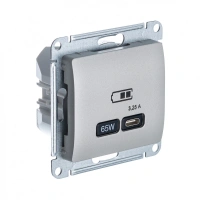 USB Розетка тип-C 65W Systeme Electric Glossa высокоскоростная зарядка QC, PD, механизм, ПЛАТИНА