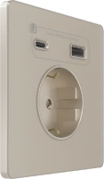 Розетка С/У с ЗК и зар.устр.USB А+С 20Вт (250В, 16А, защит.шторки), Песчаный берег Systeme Electric Infinity (FSE000532)