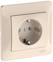 Розетка Systeme Electric Glossa с заземлением без шторок, 16А, в сборе, быстрозажим. клем., БЕЖЕВЫЙ GSL000242S