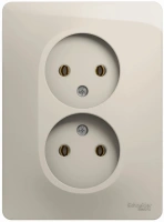 Розетка двойная Systeme Electric Glossa без заземления, 16А, в сборе, МОЛОЧНЫЙ GSL000920