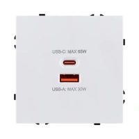 Розетка USB A+C 65W, белый глянцевый Brionilux серия Z (ZG024WG)
