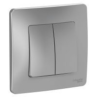 Двухклавишный переключатель (cх.6+6) скрытой установки 10А 250В Systeme Electric Blanca BLNVS106603, Алюминий