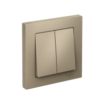 Выключатель 2-клавишный Systeme Electric AtlasDesign, сх.5, 10АХ, в сборе, быстрозажим. клем., ШАМПАНЬ ATN000552S