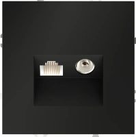 Розетка телевизионная TV+RJ45 кат. 6 Voltum S70 черный матовый Soft touch пластик (VLS060708)