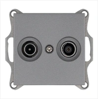Розетка TV+FM Φ9.5mm проходная с накладкой, цвет Алюминий Jasmart G6205S