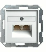Розетка компьютерная двойная RJ45 6-й кат. GIRA пластик белый глянцевый EPUAE8-8UPOK6 | 027003