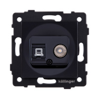 Розетка двойная TV (мама) + RJ45 Cat.5, черный Kollinger REA-012BK для Aspekt, Eleganz, Reflex