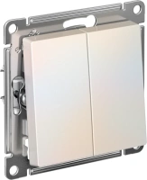 Выключатель 2-клавишный Systeme Electric AtlasDesign, сх.6+6, 10АХ, мех., быстрозажим. клем., ЖЕМЧУГ ATN000465S