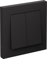 Выключатель 2-клавишный Systeme Electric AtlasDesign, сх.5, 10АХ, в сборе, быстрозажим. клем., КАРБОН ATN001052S