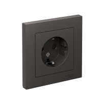 Розетка с заземлением со шторками 16А Systeme Electric Atlas Design, БАЗАЛЬТ ATN001444