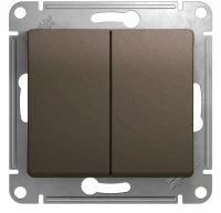 Переключатель 2-клавишный схема 6/2 10AX Systeme Electric Glossa, шоколад GSL000865