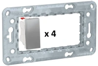 Выключатель четырехклавишный цвет алюминий NU310130x4 + NU7104 Schneider Unica New
