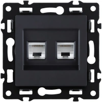 Розетка двойная Ethernet RJ45 Cat.6, черный Kollinger Asthetik AS-018BK