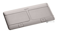 Выдвижной розеточный блок Legrand Mosaic, DLP IP 40, напольная, для столов и мебели, 4 поста, 4+4 модуля, цвет - нержавеющая сталь