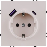 Розетка штепсельная SCHUKO 16A/250 В с USB A+C 20W, кашемир матовый Kollinger Eclipse EC-016CM
