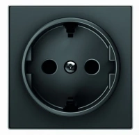 Розетка 220v c/з и шторками черный бархат ABB Sky Niessen 2CLA818800A1001|2CLA858800A1501