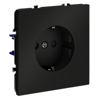 Розетка с заземлением с защитными шторками Voltum S70 пластик черный Soft touch 16А (VLS040208)