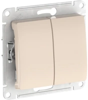 Переключатель 2-клавишный Systeme Electric Glossa, сх.6+6, 10АХ, мех., быстрозажим. клем., БЕЖЕВЫЙ GSL000265S