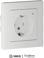Умная розетка со шторками с заземлением Zigbee 10А, L+N, Systeme Electric AtlasDesign Smart БЕЛЫЙ ATN000145Z