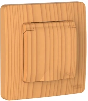 Розетка Systeme Electric Blanca С/У IP44 с заземлением со шторками, с крышкой, 16А, 250В, ЯСЕНЬ BLNRS441115
