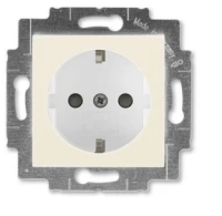 Розетка 220в с/з со шторками ABB Levit слоновая кость - белый 2CHH203457A6017