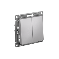 Переключатель 2-клавишный Systeme Electric AtlasDesign, сх.6+6, 10АХ, мех., быстрозажим. клем., АЛЮМИНИЙ ATN000365S