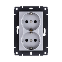 Розетка штепсельная SCHUKO двойная 16A/250 В, серый Kollinger REA-032GY для Aspekt, Eleganz, Reflex