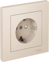 Розетка Systeme Electric AtlasDesign с заземлением со шторками, 16А, в сборе, быстрозажим. клем., БЕЖЕВЫЙ ATN000244S