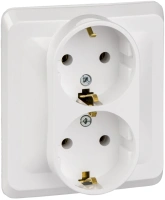 Розетка двойная с заземлением 16А Systeme Electric Etude, БЕЛЫЙ PC16-007B