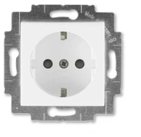Розетка 220в с/з со шторками ABB Levit белый 2CHH203457A6003