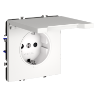 Розетка с заземлением с защитными шторками с крышкой Voltum S70 пластик белая Soft touch 16А (VLS040302)