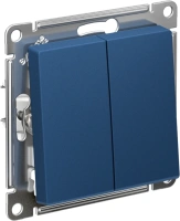 Выключатель 2-клавишный Systeme Electric AtlasDesign, сх.6+6, 10АХ, мех., быстрозажим. клем., АКВАМАРИН ATN001165S