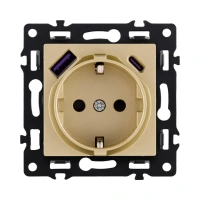 Розетка штепсельная 16A/250 В с USB A+C 20W, золотой бархат Brionilux серия G (GP016GD)