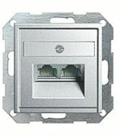 Розетка компьютерная двойная RJ45 6-й кат. GIRA пластик под алюминий EPUAE8-8UPOK6 | 027026