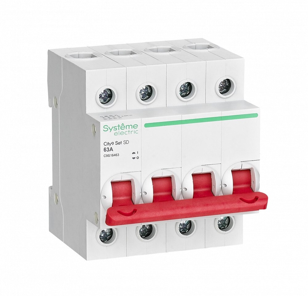 C9S16463 Выключатель нагрузки Schneider Electric City9 Set 4P 63 А 6 кА  Купить по низкой цене в Москве и в России с доставкой на дом Systeme  Electric Шнайдер Электрик