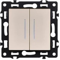 Выключатель 2-клавишный проходной 10А/250В с LED подсветкой, Кашемир бархат Brionilux серия G Plast (GP011CM)