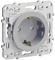 Розетка 2P + E со шторками боковой вывод заземления 16 A Odace Schneider Electric алюминий S53R037
