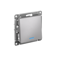 Переключатель 1-клавишный Systeme Electric AtlasDesign с подсветкой, сх.6а, 10АХ, мех., быстрозажим. клем., АЛЮМИНИЙ ATN000363S