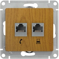 Розетка двойная RJ11+RJ45 Systeme Electric Glossa, дерево дуб GSL000585