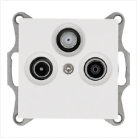 Розетка TV+FM+SAT Φ9.5mm проходная с накладкой, цвет белый глянцевый Jasmart G6207W
