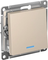 Выключатель 1-клавишный Systeme Electric AtlasDesign с подсветкой, сх.6а, 10АХ, мех., быстрозажим. клем., ПЕСОЧНЫЙ ATN001263S